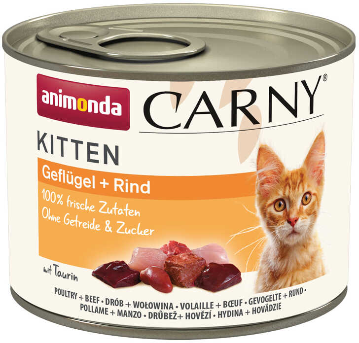 Zestaw Animonda Carny Kitten, 12 x 200 g - Drób i wołowina