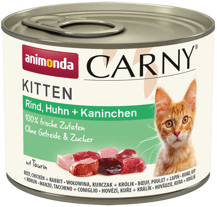 Zestaw Animonda Carny Kitten, 12 x 200 g - Wołowina, kurczak i królik