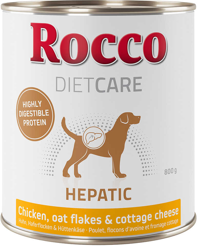 Rocco Diet Care Hepatic, kurczak z płatkami owsianymi i twarogiem - 24 x 800 g