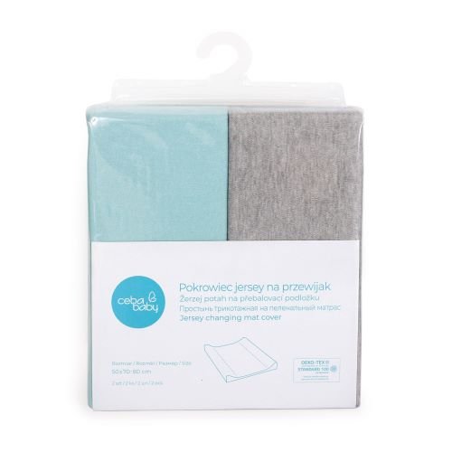 pokrowiec na przewijak (50x70x80) 2szt Light grey melange+Turquoise