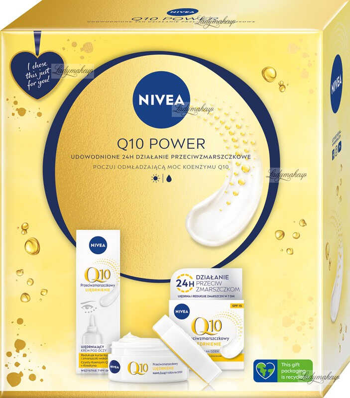 Nivea - Q10 POWER - Zestaw prezentowy kosmetyków do pielęgnacji twarzy - Przeciwzmarszczkowy, nawilżający krem na dzień SPF15 50 ml + Przeciwzmarszczkowy, ujędrniający krem pod oczy 15 ml