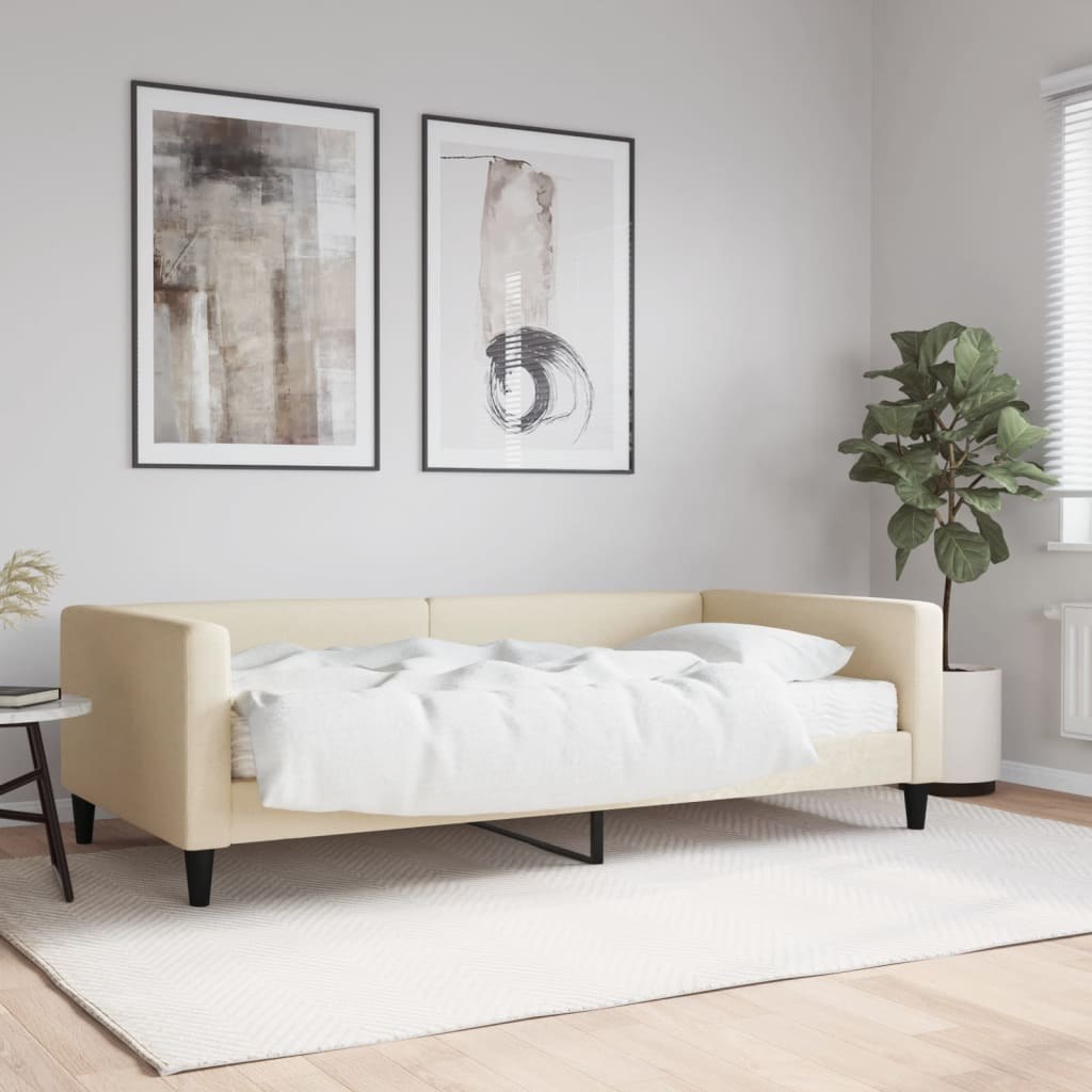 Sofa z materacem do spania, kremowa, 100x200 cm, tkanina Lumarko!