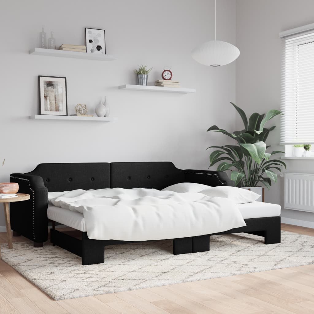 Sofa rozsuwana, czarna, 90x200 cm, tkanina Lumarko!