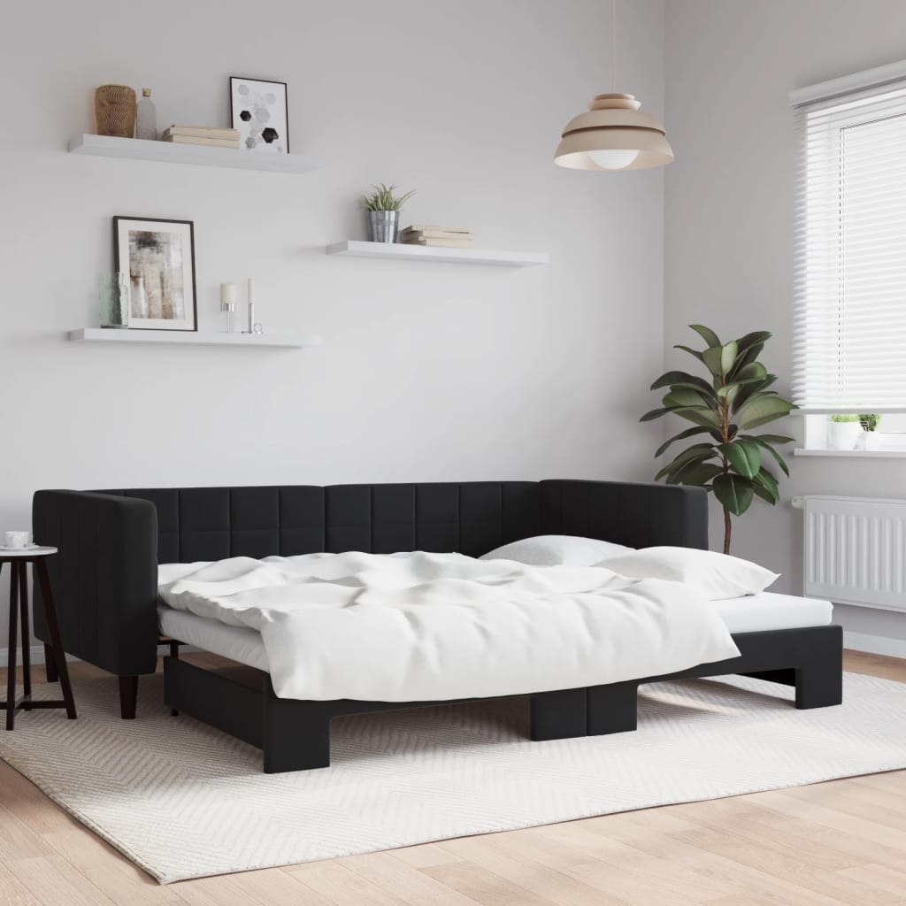 Sofa rozsuwana, czarna, 90x190 cm, aksamit Lumarko!