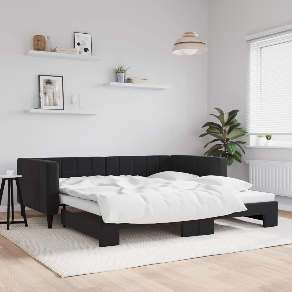 Sofa rozsuwana, czarna, 100x200 cm, aksamit Lumarko!