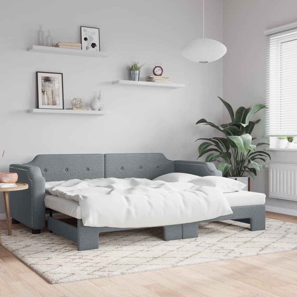 Sofa rozsuwana, jasnoszara, 90x190 cm, tkanina Lumarko!