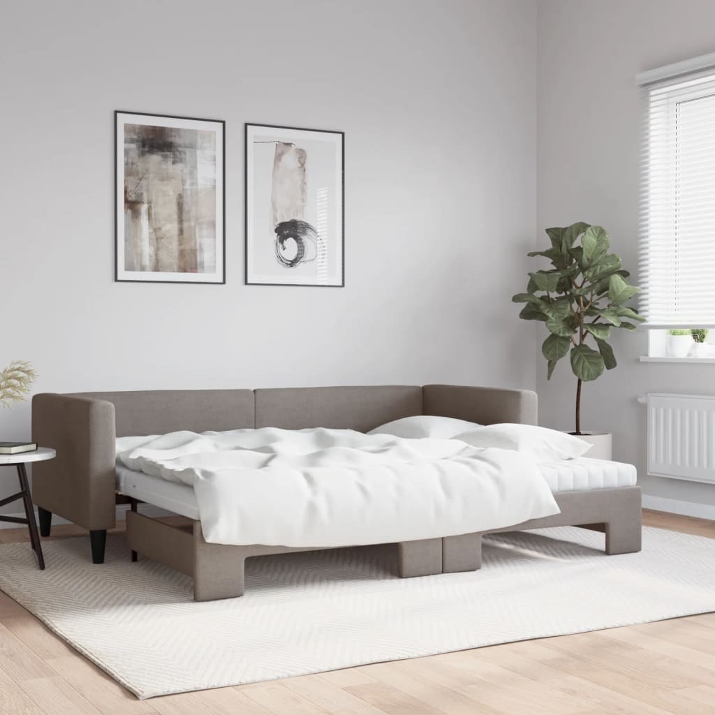 Sofa rozsuwana z materacami, kolor taupe, 80x200 cm, tkanina Lumarko!