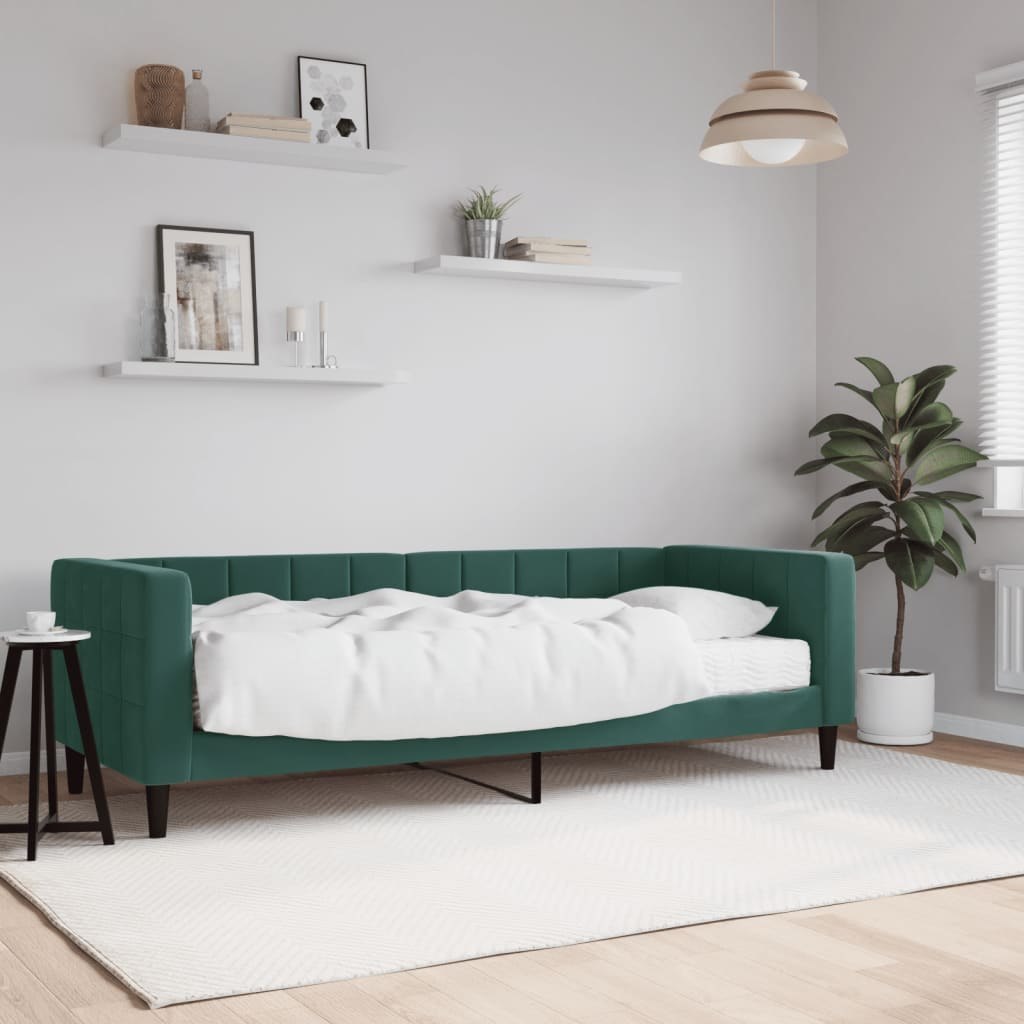 Sofa z materacem do spania, ciemnozielona, 80x200 cm, aksamit Lumarko!