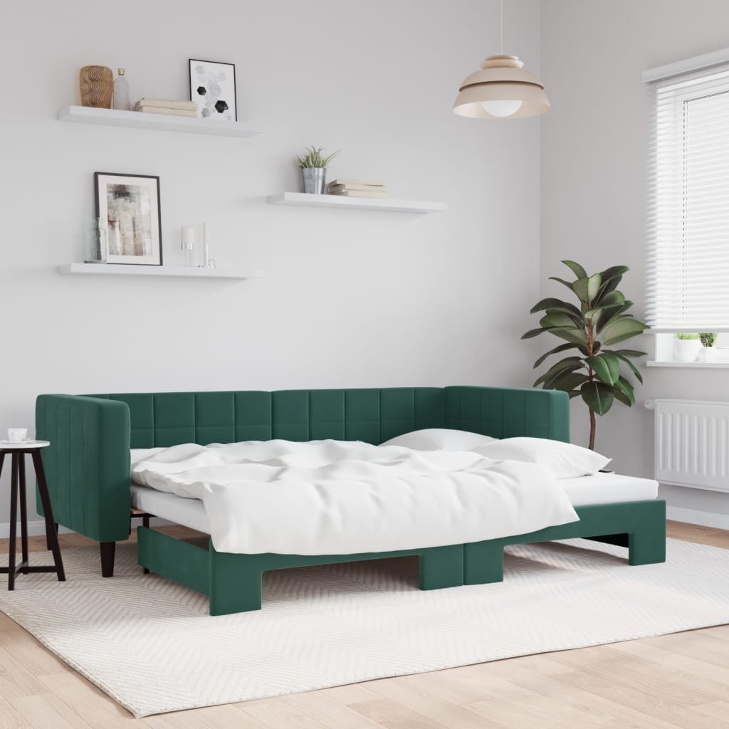 Sofa rozsuwana, ciemnozielona, 80x200 cm, aksamit Lumarko!