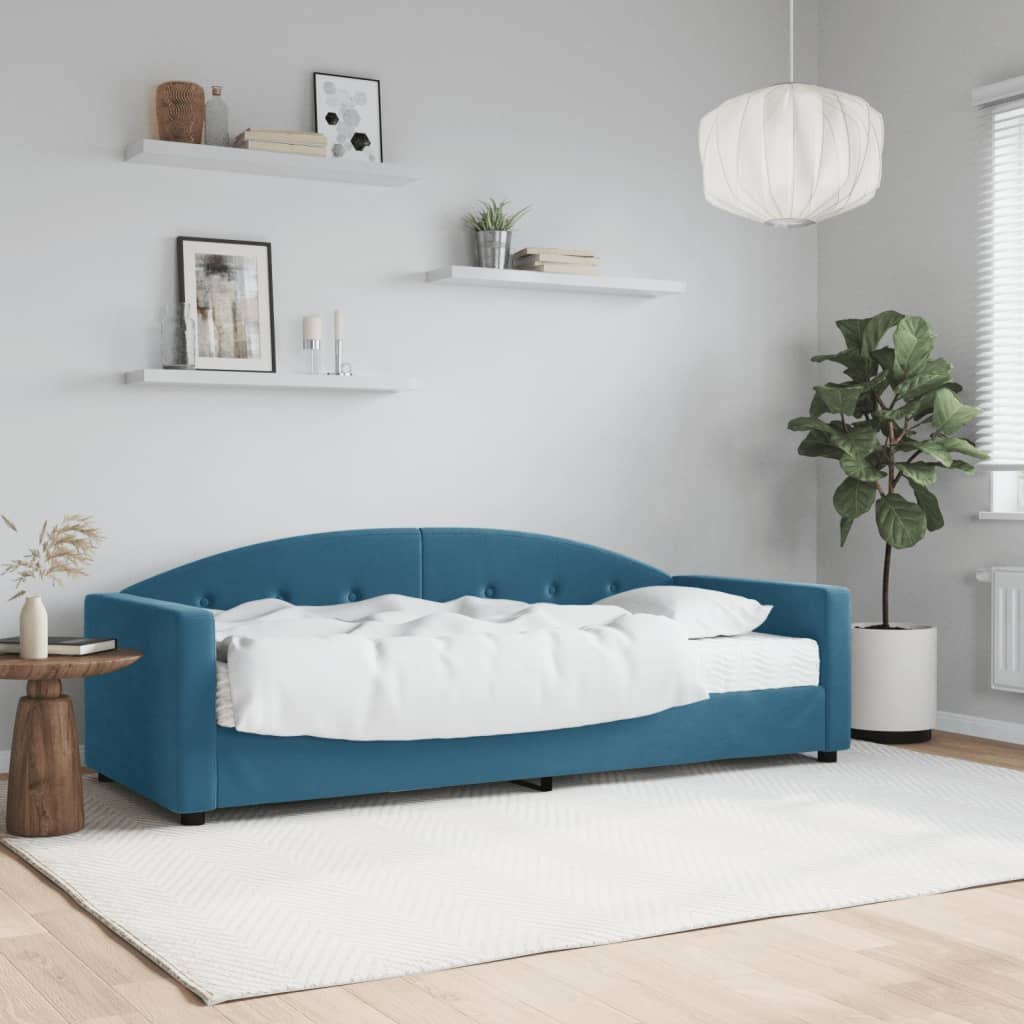 Sofa z materacem do spania, niebieska, 80x200 cm, aksamit Lumarko!