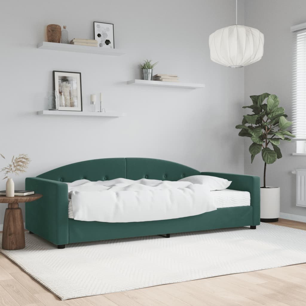 Sofa z materacem do spania, ciemnozielona, 90x200 cm, aksamit Lumarko!