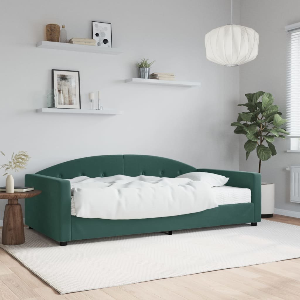 Sofa z materacem do spania, ciemnozielona, 100x200 cm, aksamit Lumarko!