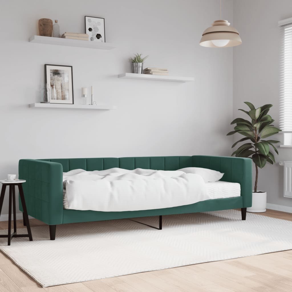 Sofa z materacem do spania, ciemnozielona, 90x200 cm, aksamit Lumarko!
