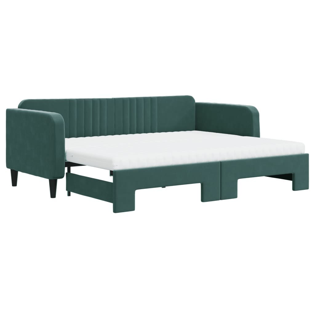 Sofa rozsuwana z materacami, ciemnozielona, 90x200 cm, aksamit Lumarko!
