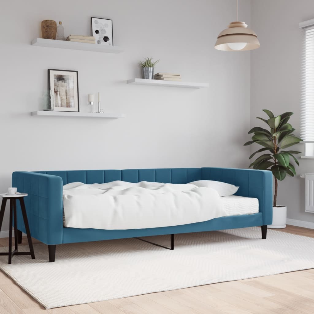 Sofa z materacem do spania, niebieska, 100x200 cm, aksamit Lumarko!
