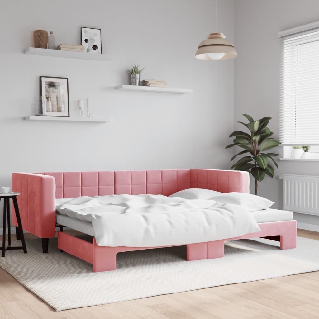 Sofa rozsuwana, różowa, 90x200 cm, aksamit Lumarko!