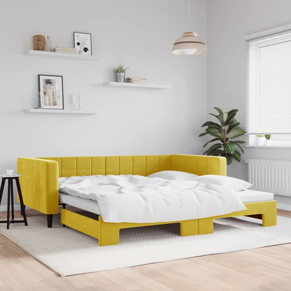 Sofa rozsuwana, żółta, 100x200 cm, aksamit Lumarko!
