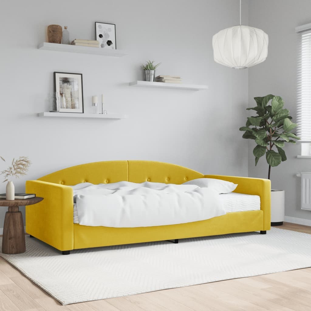 Sofa z materacem do spania, żółta, 100x200 cm, aksamit Lumarko!