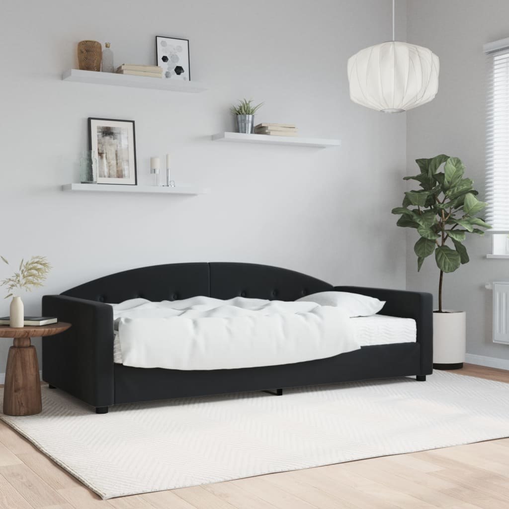 Sofa z materacem do spania, czarna, 90x190 cm, aksamit Lumarko!