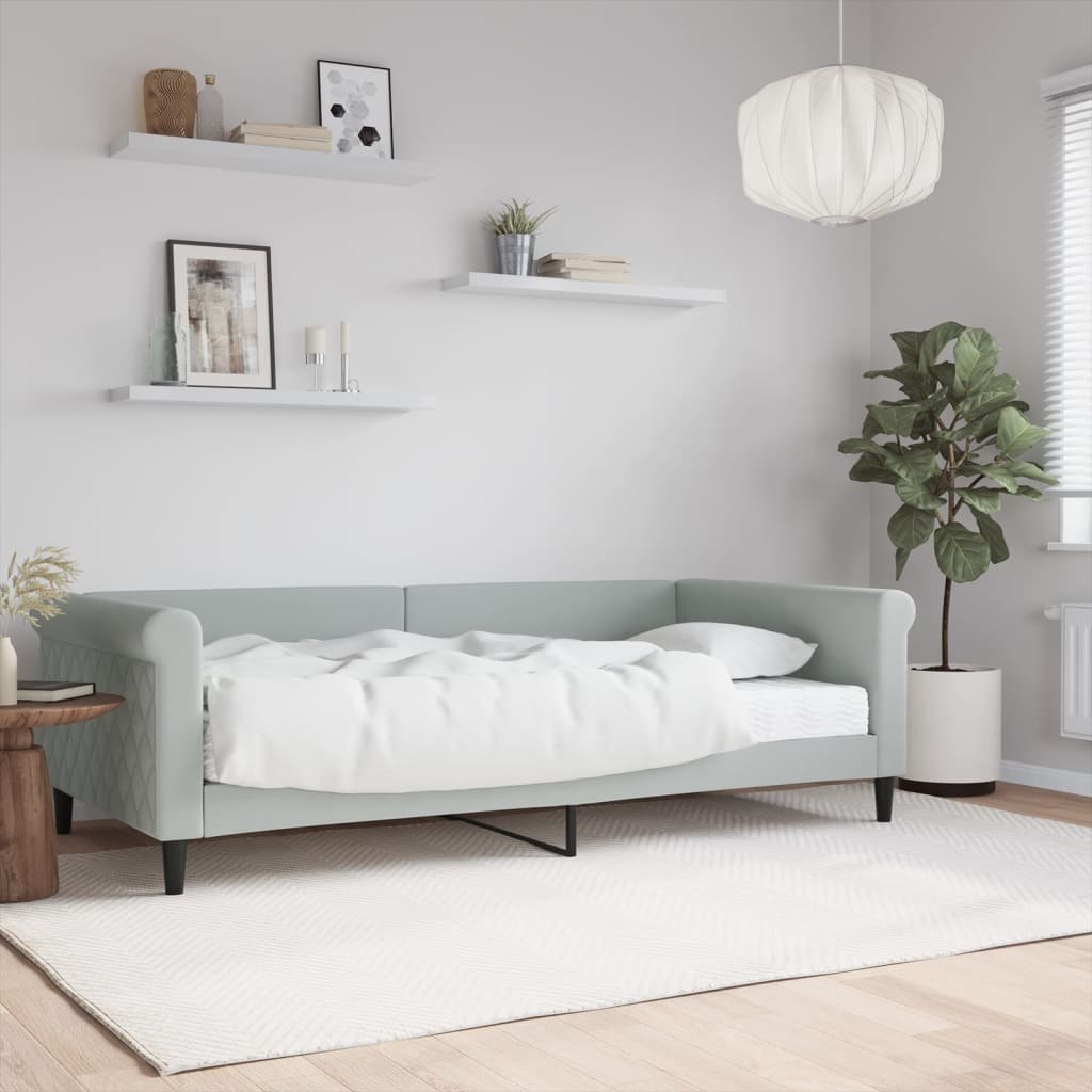 Sofa z materacem do spania, jasnoszara, 100x200 cm, aksamit Lumarko!