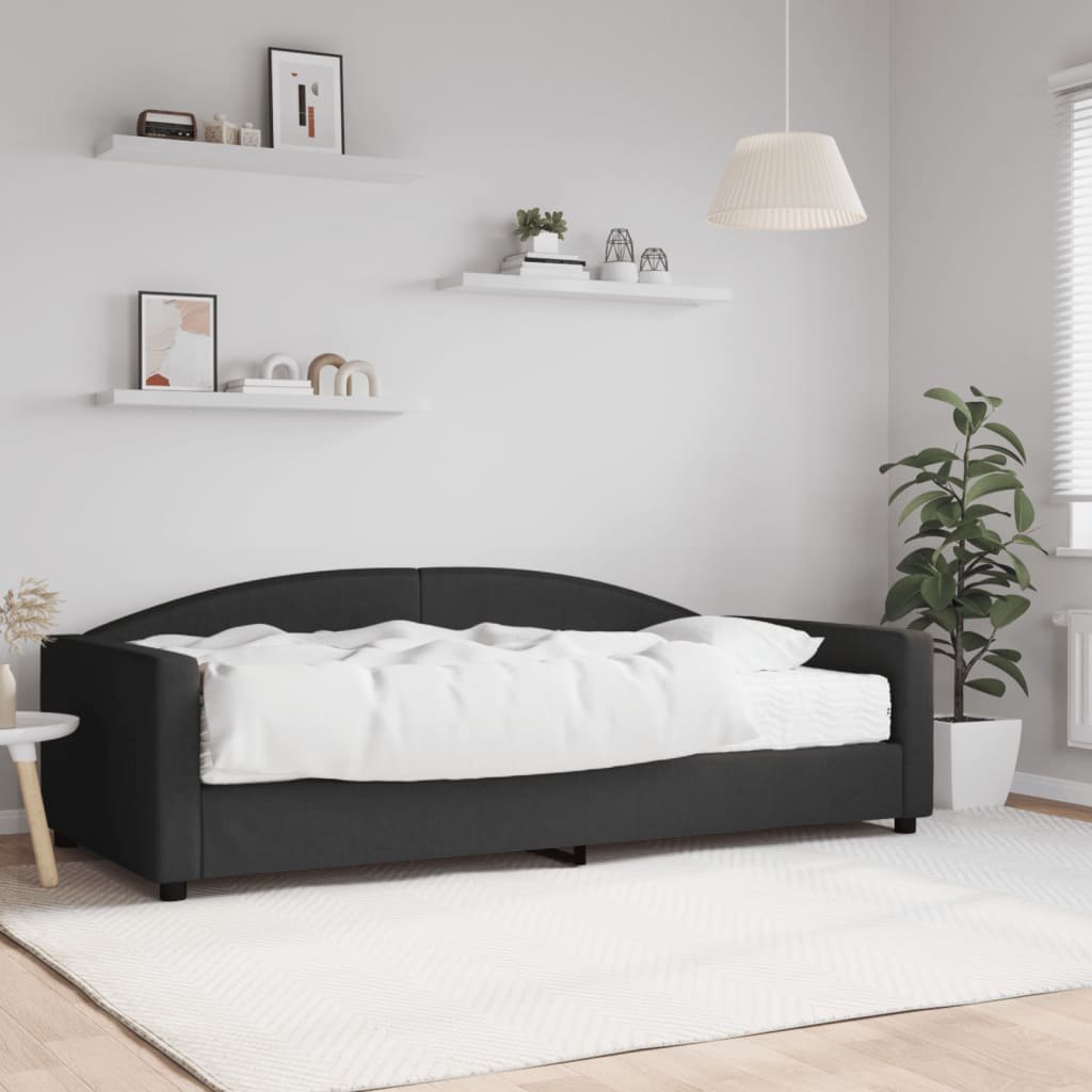 Sofa z materacem do spania, czarna, 100x200 cm, tkanina Lumarko!