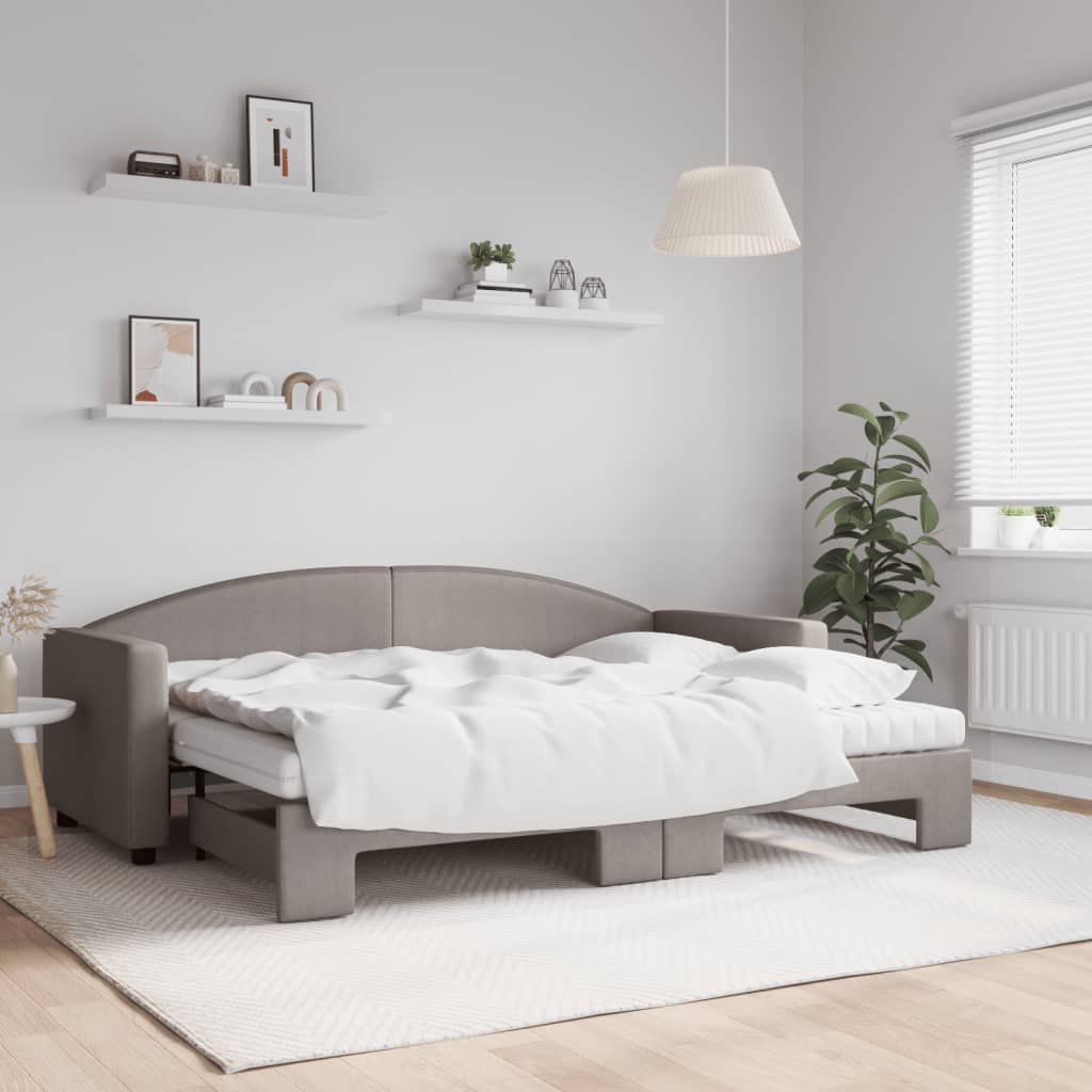 Sofa rozsuwana z materacami, kolor taupe, 80x200 cm, tkanina Lumarko!