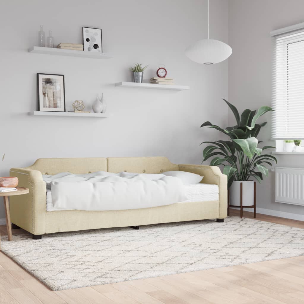 Sofa z materacem do spania, kremowa, 90x200 cm, tkanina Lumarko!