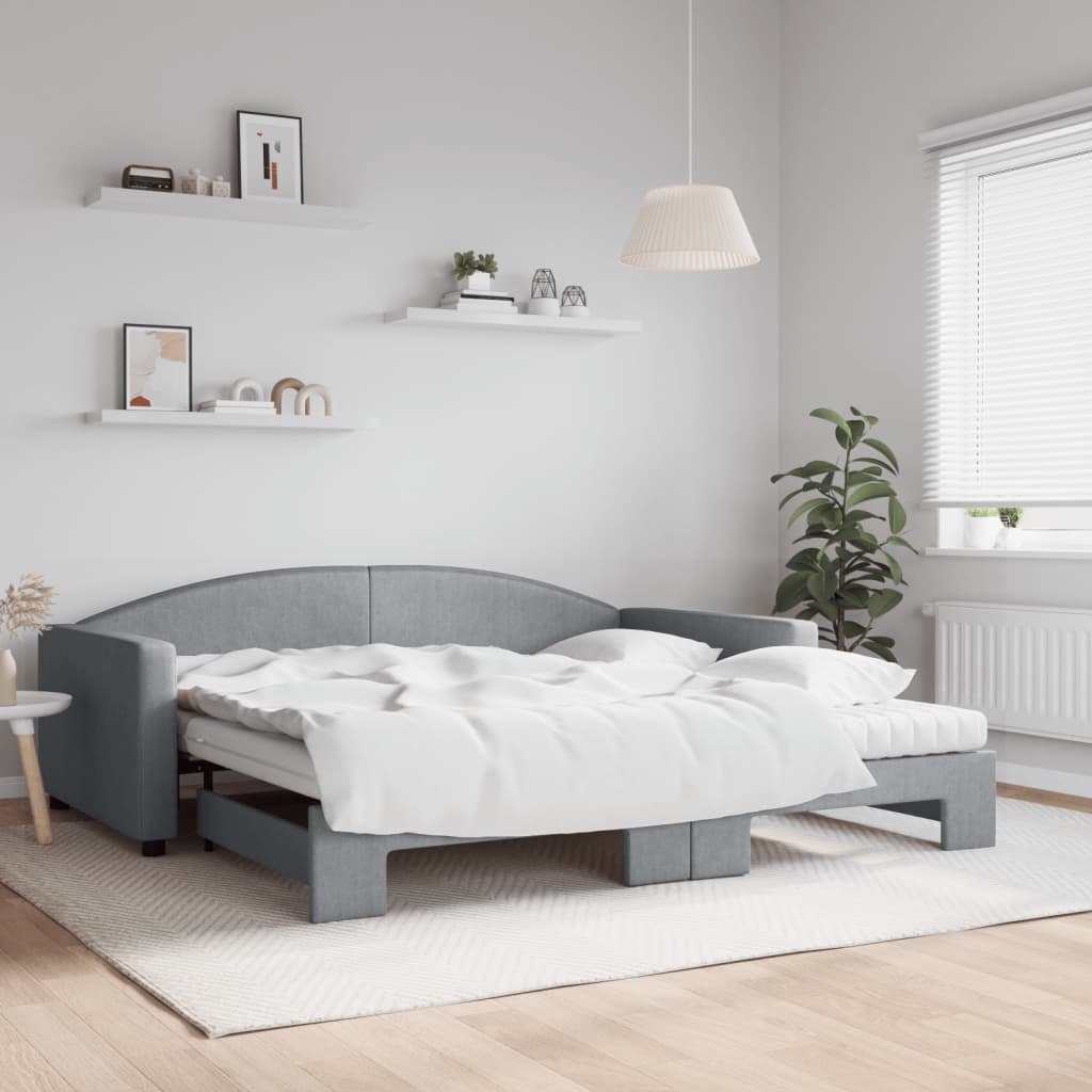 Sofa rozsuwana z materacami, jasnoszara, 100x200 cm, tkanina Lumarko!