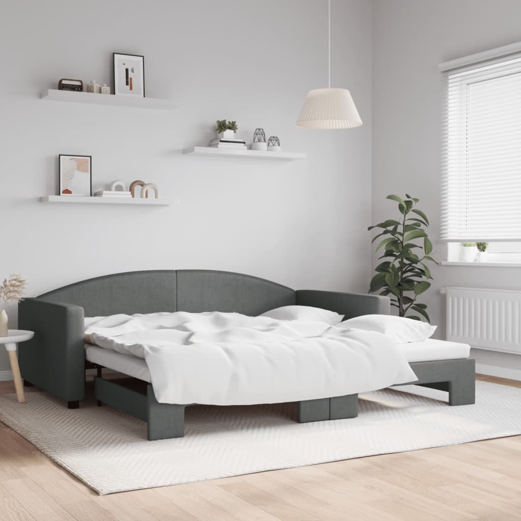 Sofa rozsuwana, ciemnoszara, 100x200 cm, tkanina Lumarko!