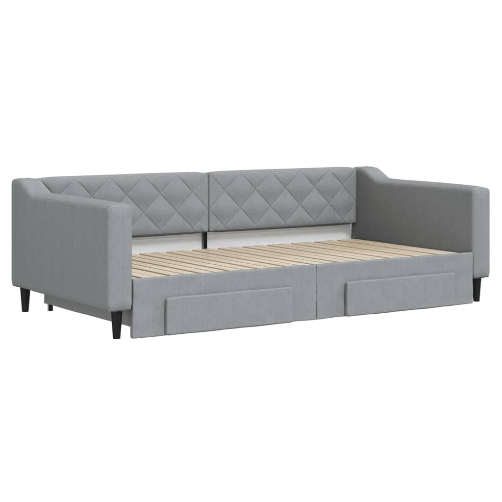 Sofa rozsuwana z szufladami, jasnoszara, 100x200 cm, tkanina Lumarko!
