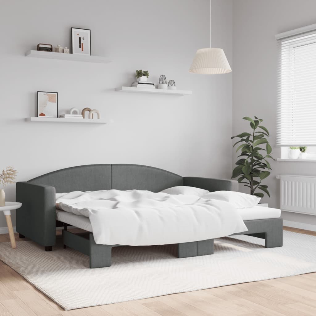 Sofa rozsuwana, ciemnoszara, 90x190 cm, tkanina Lumarko!