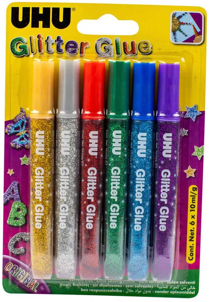 Klej UHU brokatowy Glitter Glue Orig 6x10ml