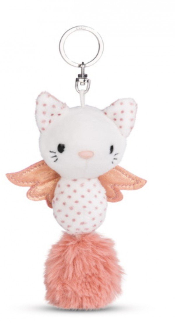 NICI wieszak/brelok na klucze anioł kot 12 cm biało różowy