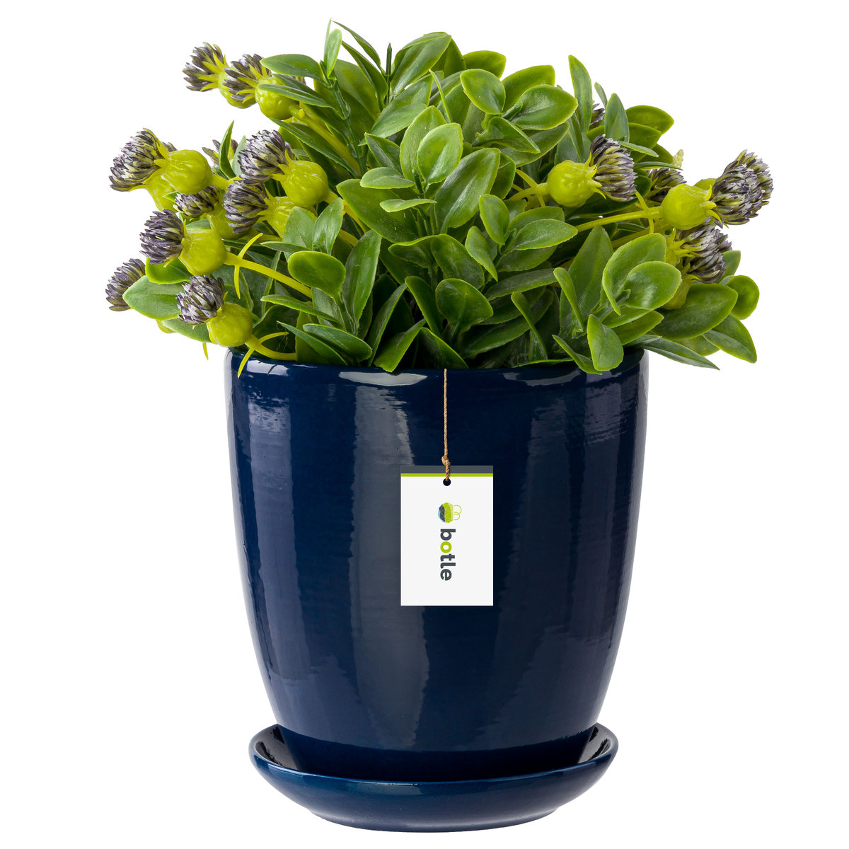 Doniczka ceramiczna 32x34,5 cm z podstawką kobalt granat