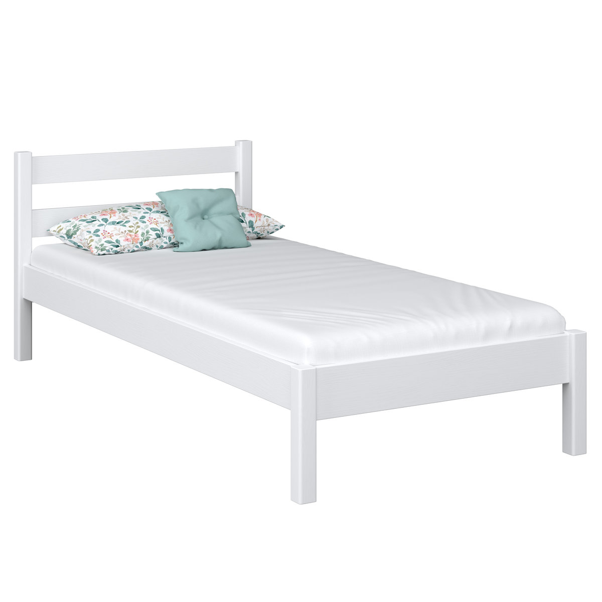 Drewniane łóżko pojedyncze N01 biały 80x180