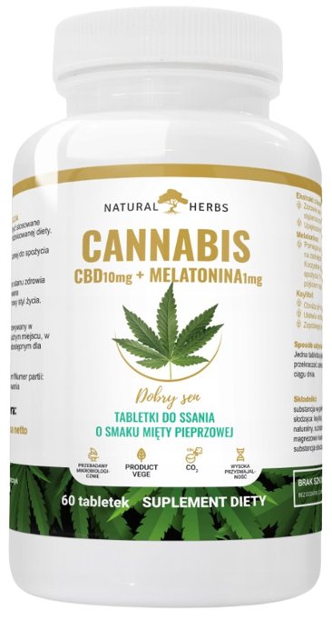AltoPharma, CBD 10mg + Melatonina 1mg Dobry sen FULL SPECTRUM, Tabletki do ssania o smaku mięty pieprzowej, 60 tab.