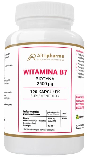 AltoPharma, Witamina B7 2500µg Biotyna (H), 120 kaps.