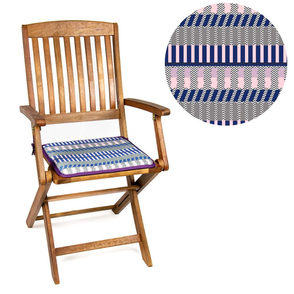 Wodoodporna poduszka na krzesło i meble ogrodowe 40x40  - Pasy lato szare