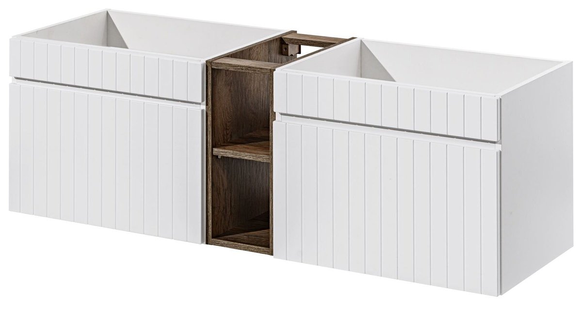 BIAŁA Szafka pod Umywalkę WISZĄCA 140 cm  z REGAŁEM VINTAGE