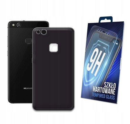 ETUI CZARNE MATOWE DO HUAWEI P10 LITE MATT CASE OBUDOWA NA TYŁ + SZKŁO 9H