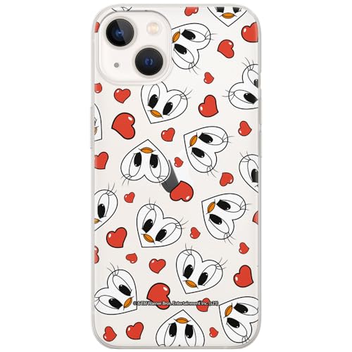 ERT GROUP etui na telefon Iphone 13, case oryginalny i oficjalnie licencjonowany przez Looney Tunes, wzór Tweety 018, optymalnie dopasowane, plecki z TPU częściowo przeźroczyste