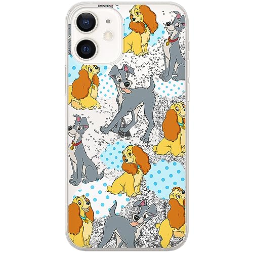 ERT GROUP etui na telefon Apple Iphone 12 Mini, case oryginalny i oficjalnie licencjonowany przez Disney, wzór Lady and the Tramp 004, optymalnie dopasowane, z efektem płynnego brokatu
