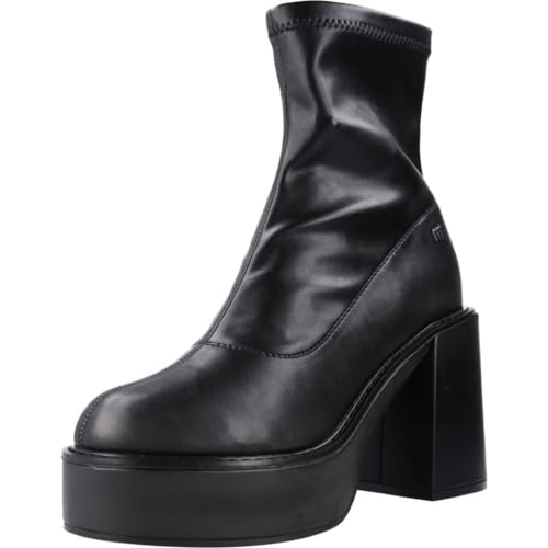 MTNG Buty na obcasie Damskie Buty na obcasie FEVER 53004 Damskie | Casual Heel Botki | Zapięcie na zamek błyskawiczny, Geranium Czarny, 39 EU