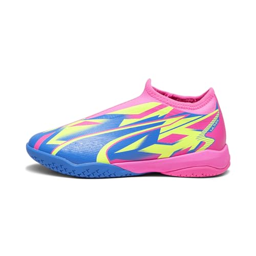 PUMA Unisex dziecięce buty piłkarskie Ultra Match Ll Energy It+mid Jr, Świecący Różowy Ultra Niebieski Żółty Alert, 38.5 EU