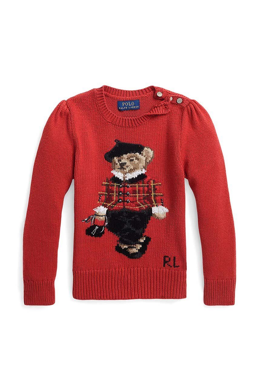 Polo Ralph Lauren sweter bawełniany dziecięcy kolor czerwony