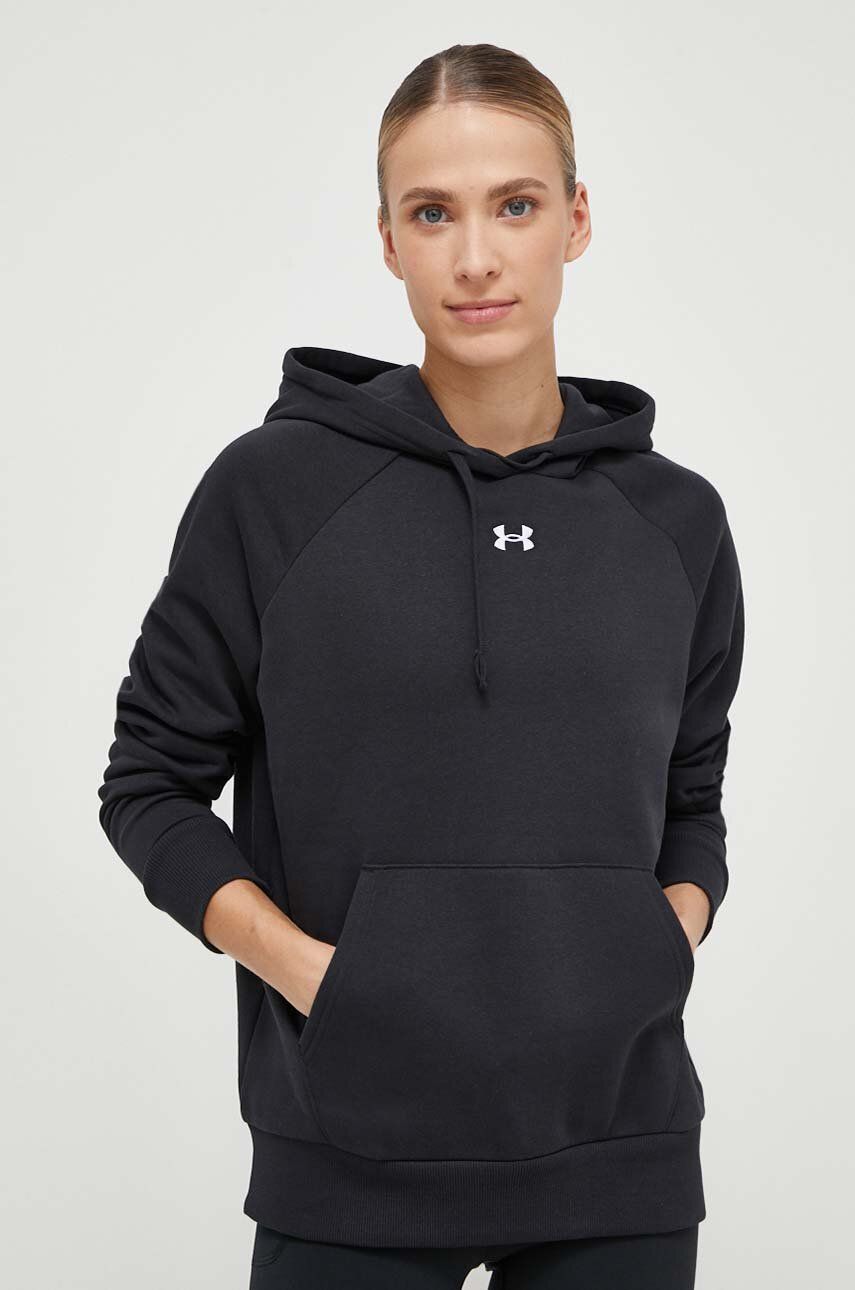 Under Armour bluza damska kolor czarny z kapturem gładka