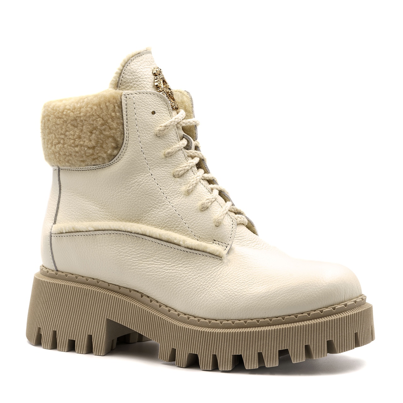Skórzane botki ecru LM60374 - Neścior