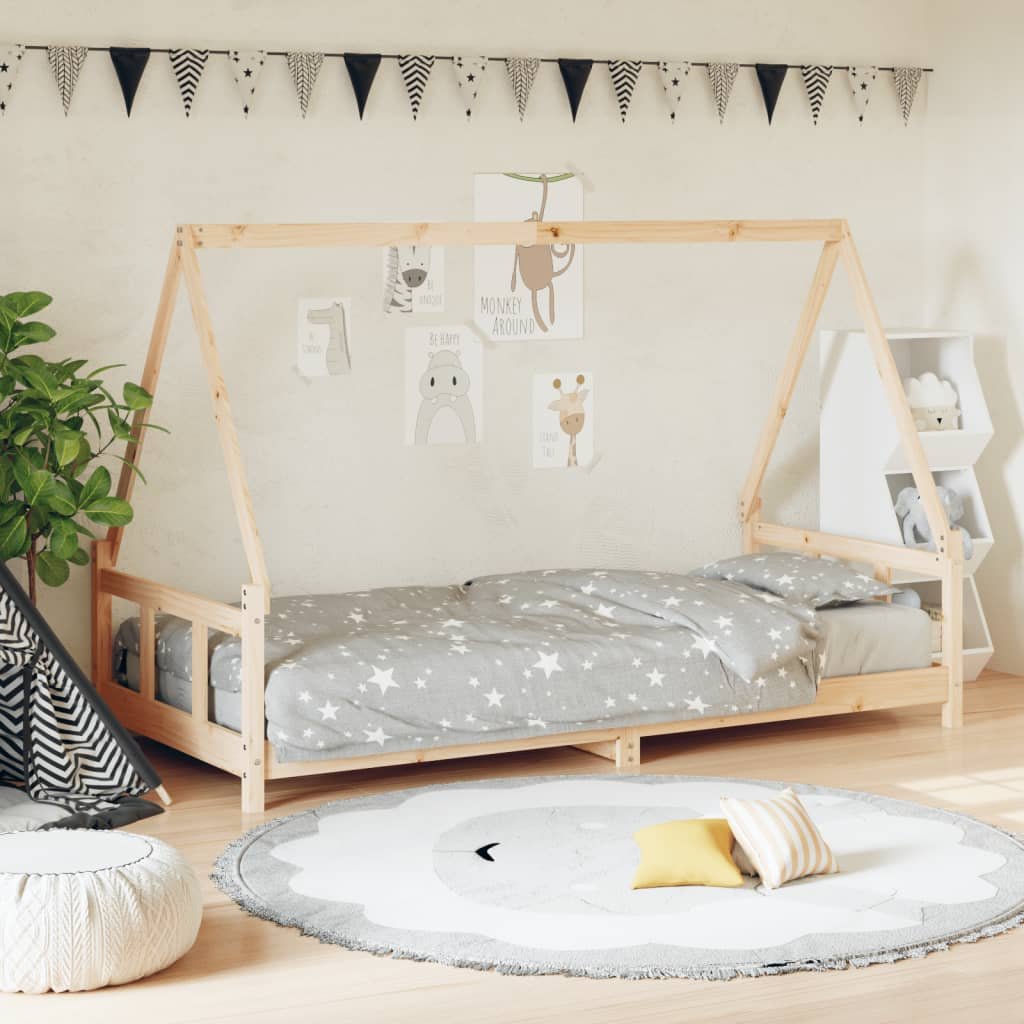 vidaXL Rama łóżka dziecięcego, 90x190 cm, lite drewno sosnowe