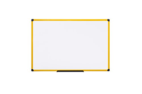 Bi-Office Ultrabrite tablica suchościeralna, 60 x 45 cm, magnetyczna, z żółtą aluminiową ramką i półką na długopisy