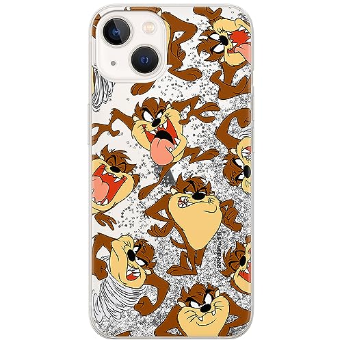 ERT GROUP etui na telefon Apple Iphone 13, case oryginalny i oficjalnie licencjonowany przez Looney Tunes, wzór Tasmanian 005, optymalnie dopasowane, z efektem płynnego brokatu
